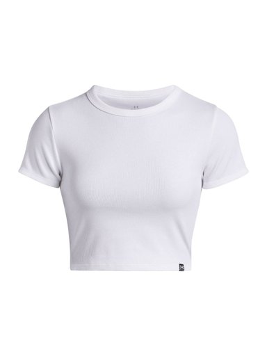 POLERA MANGA CORTA ALGODÓN MUJER UNDER ARMOUR BLANCO RIVAL RIB - 1