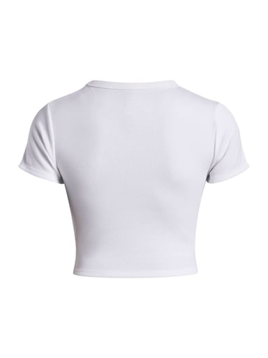 POLERA MANGA CORTA ALGODÓN MUJER UNDER ARMOUR BLANCO RIVAL RIB - 2