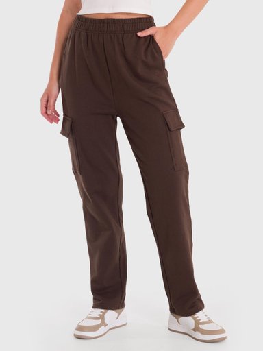 PANTALÓN MUJER CARGO EN COLOR CAFE BSOUL - 1