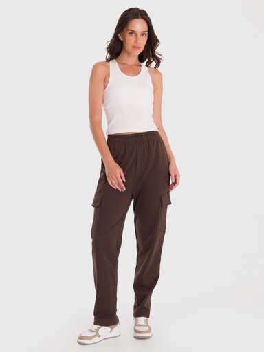 PANTALÓN MUJER CARGO EN COLOR CAFE BSOUL - 2