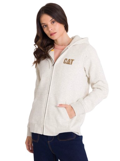 POLERON FULL ZIP TRADEMARK BANNER MUJER BEIGE CAT - 2