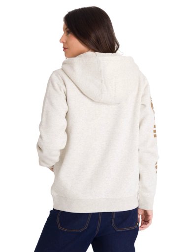 POLERON FULL ZIP TRADEMARK BANNER MUJER BEIGE CAT - 5