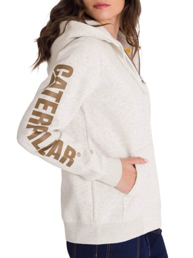 POLERON FULL ZIP TRADEMARK BANNER MUJER BEIGE CAT - 6