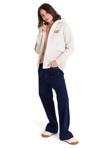 POLERON FULL ZIP TRADEMARK BANNER MUJER BEIGE CAT - 7