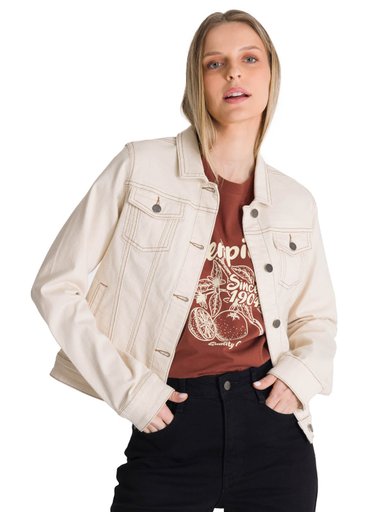 CHAQUETA DE JEANS MUJER FOUNDATION BEIGE CAT - 1