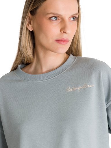POLERON CREWNECK MUJER RELAXED FRENCH TERRY CELESTE CAT - 5