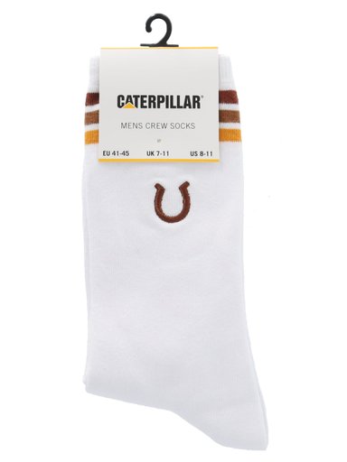 CALCETIN LARGO DISEÑO HERRADURA HOMBRE BLANCO CAT - 1