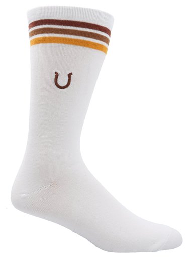 CALCETIN LARGO DISEÑO HERRADURA HOMBRE BLANCO CAT - 2
