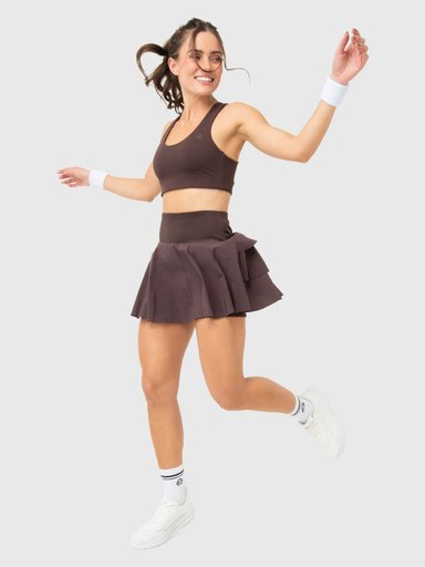 FALDA MUJER WOVEN PLEATED CAFE  BSOUL - 5