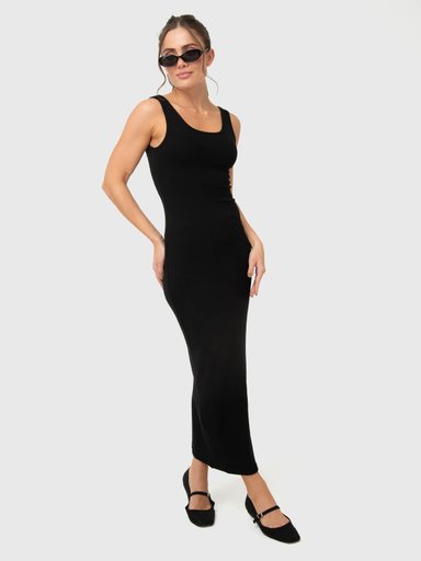 VESTIDO MUJER LONG COTTON NEGRO BSOUL - 1