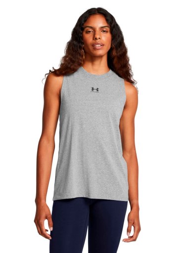 POLERA SIN MANGAS LIFESTYLE  MUJER RIVAL MUSCLE GRIS UA - 4
