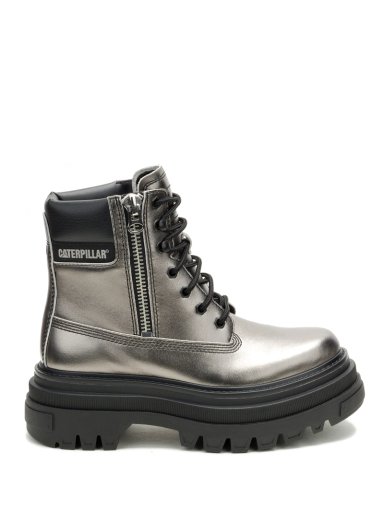 BOTIN CUERO MUJER BOLDER ZIP PLATEADO CAT - 2