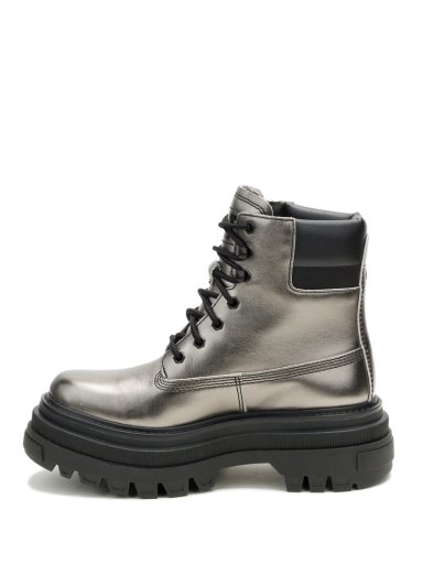 BOTIN CUERO MUJER BOLDER ZIP PLATEADO CAT - 4