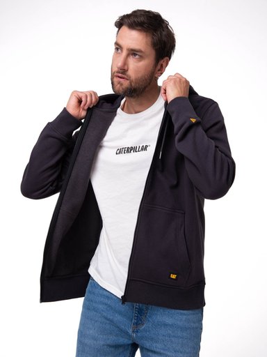 POLERON HOMBRE PATCH FULL ZIP NEGRO CAT - 1
