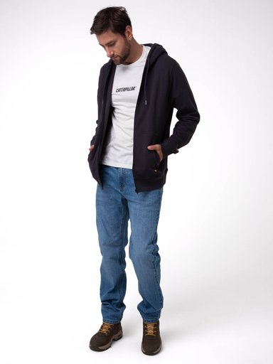 POLERON HOMBRE PATCH FULL ZIP NEGRO CAT - 6