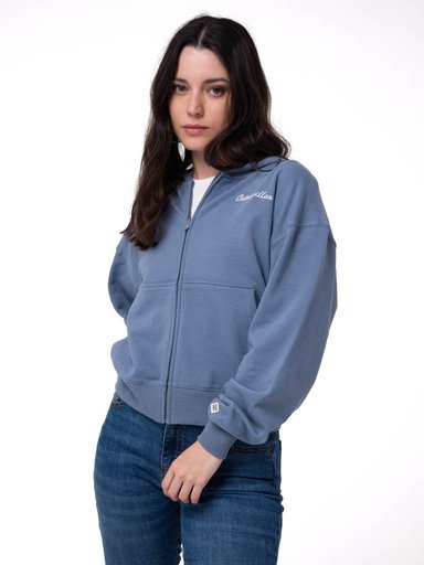 POLERON MUJER RELAXED FRENCH TERRY FULL ZIP AZUL CAT - 1