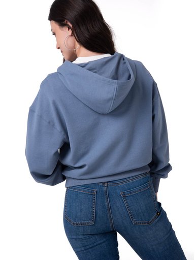 POLERON MUJER RELAXED FRENCH TERRY FULL ZIP AZUL CAT - 2