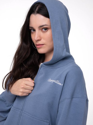 POLERON MUJER RELAXED FRENCH TERRY FULL ZIP AZUL CAT - 4