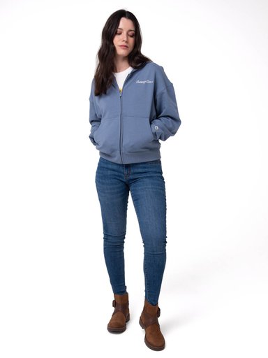 POLERON MUJER RELAXED FRENCH TERRY FULL ZIP AZUL CAT - 5