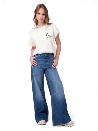 JEANS WIDE LEG MUJER DENIM AZUL CAT - 6