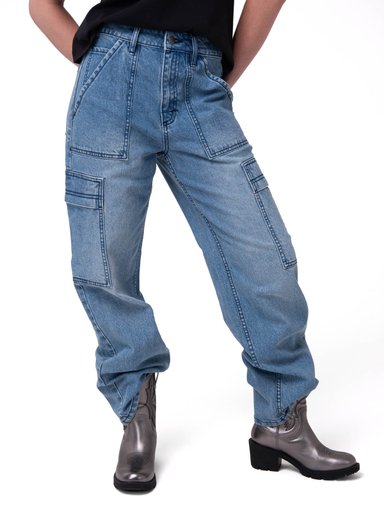JEANS CARGO MUJER RELAXED AZUL CAT - 1