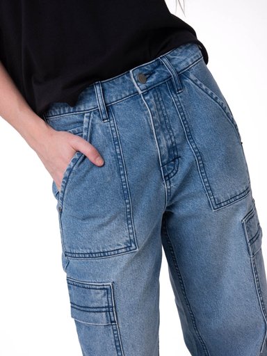 JEANS CARGO MUJER RELAXED AZUL CAT - 4