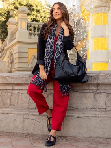 BUFANDA MUJER KENYA SCARF NEGRO AZALEIA - 2