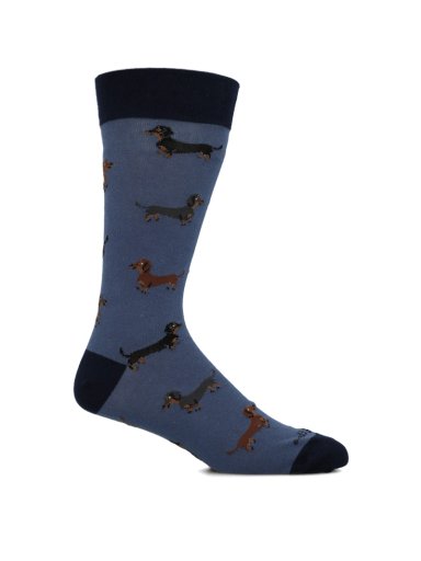 CALCETIN ALGODON HOMBRE C CUFF DACHSHND AZUL HUSH PUPPIES - 1
