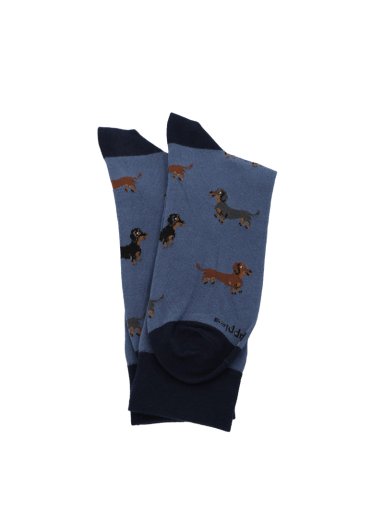 CALCETIN ALGODON HOMBRE C CUFF DACHSHND AZUL HUSH PUPPIES - 3