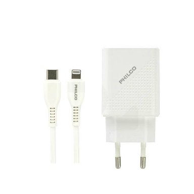 CARGADOR DE CELULAR CERTIFICADO PHILCO QC624 18W DE TIPO C A LIGHTN - 1