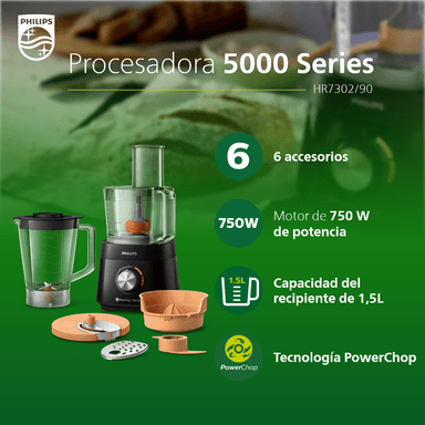 PROCESADOR ALIMENTOS PHILIPS HR7302/90 750 W LICUADORA - 3