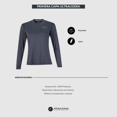 PRIMERA CAPA ULTRA LIGERA MUJER GRIS ATAKAMA OUTDOOR - 5