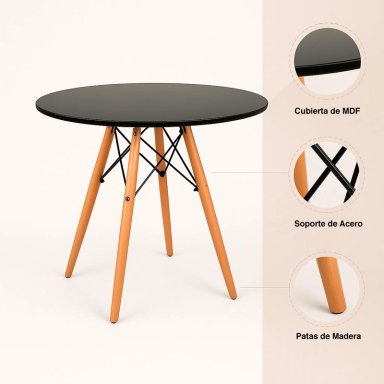 MESA COMEDOR KLIK MUEBLES EAMES 80CM REDONDA NEGRO - 5