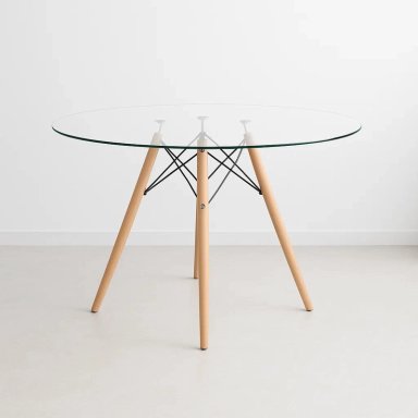 MESA COMEDOR KLIK MUEBLES EAMES 100CM REDONDA VIDRIO - 1