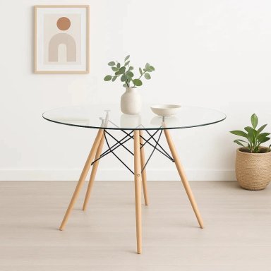 MESA COMEDOR KLIK MUEBLES EAMES 100CM REDONDA VIDRIO - 2