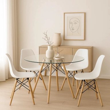 MESA COMEDOR KLIK MUEBLES EAMES 100CM REDONDA VIDRIO - 3
