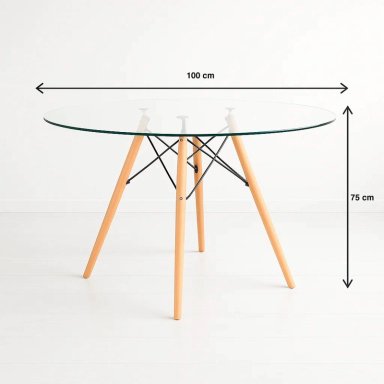 MESA COMEDOR KLIK MUEBLES EAMES 100CM REDONDA VIDRIO - 4