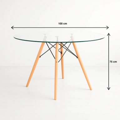 MESA COMEDOR KLIK MUEBLES EAMES 100CM REDONDA VIDRIO - 8
