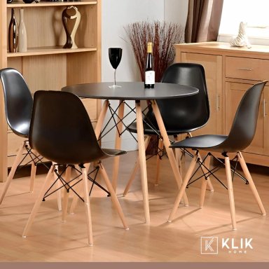 COMEDOR MESA EAMES REDONDA NEGRA 80CM + 4 SILLAS EAMES NEGRA - 2