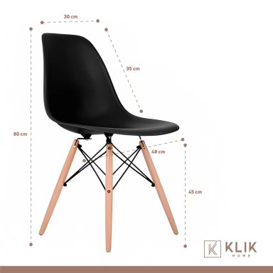 COMEDOR MESA EAMES REDONDA NEGRA 80CM + 4 SILLAS EAMES NEGRA - 6