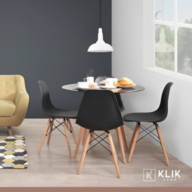 COMEDOR MESA EAMES REDONDA NEGRA 80CM + 4 SILLAS EAMES NEGRA - 8