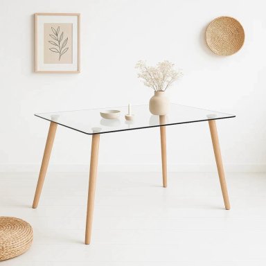 MESA COMEDOR KLIK MUEBLES NORDICA VIDRIO RECTANGULAR 140X90 CM - 3