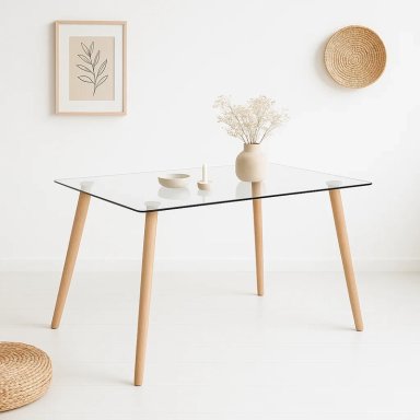 MESA COMEDOR KLIK MUEBLES NORDICA VIDRIO RECTANGULAR 140X90 CM - 4