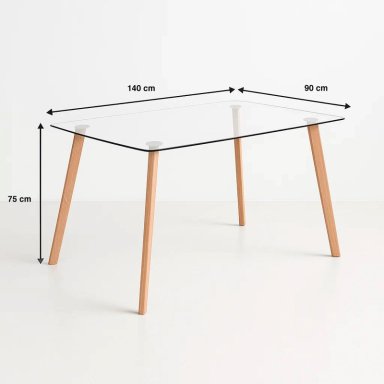 MESA COMEDOR KLIK MUEBLES NORDICA VIDRIO RECTANGULAR 140X90 CM - 7