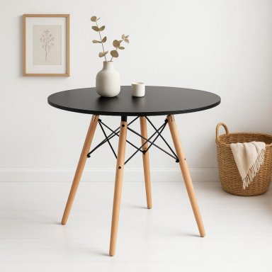 MESA COMEDOR KLIK MUEBLES EAMES 100CM REDONDA NEGRO - 2