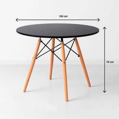 MESA COMEDOR KLIK MUEBLES EAMES 100CM REDONDA NEGRO - 4