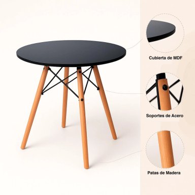 MESA COMEDOR KLIK MUEBLES EAMES 100CM REDONDA NEGRO - 9