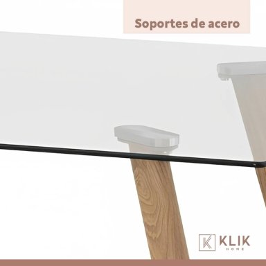 COMEDOR MESA DE VIDRIO NORDICA 140X90 CM + 4 SILLAS TULIP BLANCAS - 7