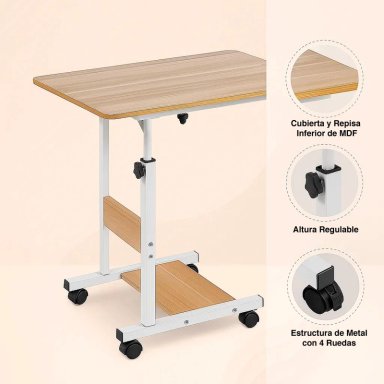 MESA KLIK MUEBLES COMPUTADOR ESCRITORIO AJUSTABLE ROBLE METAL - 5
