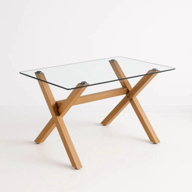 MESA COMEDOR KLIK MUEBLES NORDIC CROSS RECTANGULAR VIDRIO 140X90CM METAL - 1
